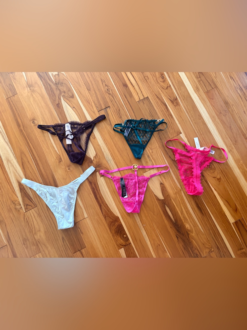 Womenโs Lace & Satin Thong/gstringPanty Set - Pink, Hot Pink, Teal, White, Purpl